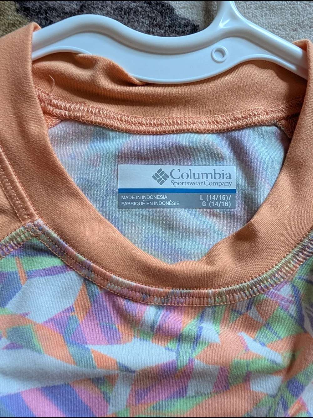 Columbia Peach Multicolor Tropical-Print Rash Guard